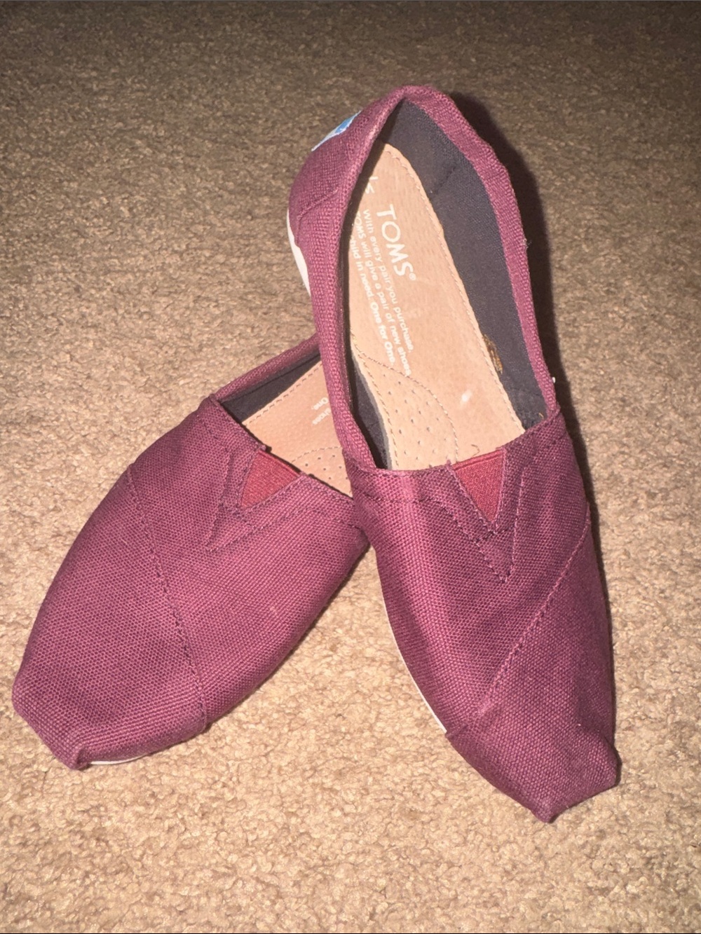 NWOT NEVER WORN - Toms Women's Slip-On Flats in Burgundy Canvas